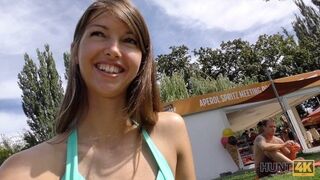 Fantasy Hunter meets Susan Ayn on public beach and has anal